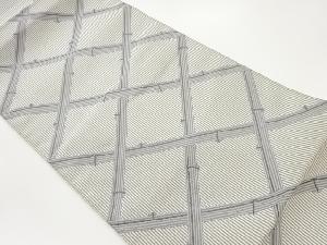 竹・襷に縞模様織出し名古屋帯